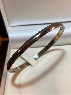 Vintage Taxco Mexico Silver Tone Bangle Bracelet Minimalist 8”